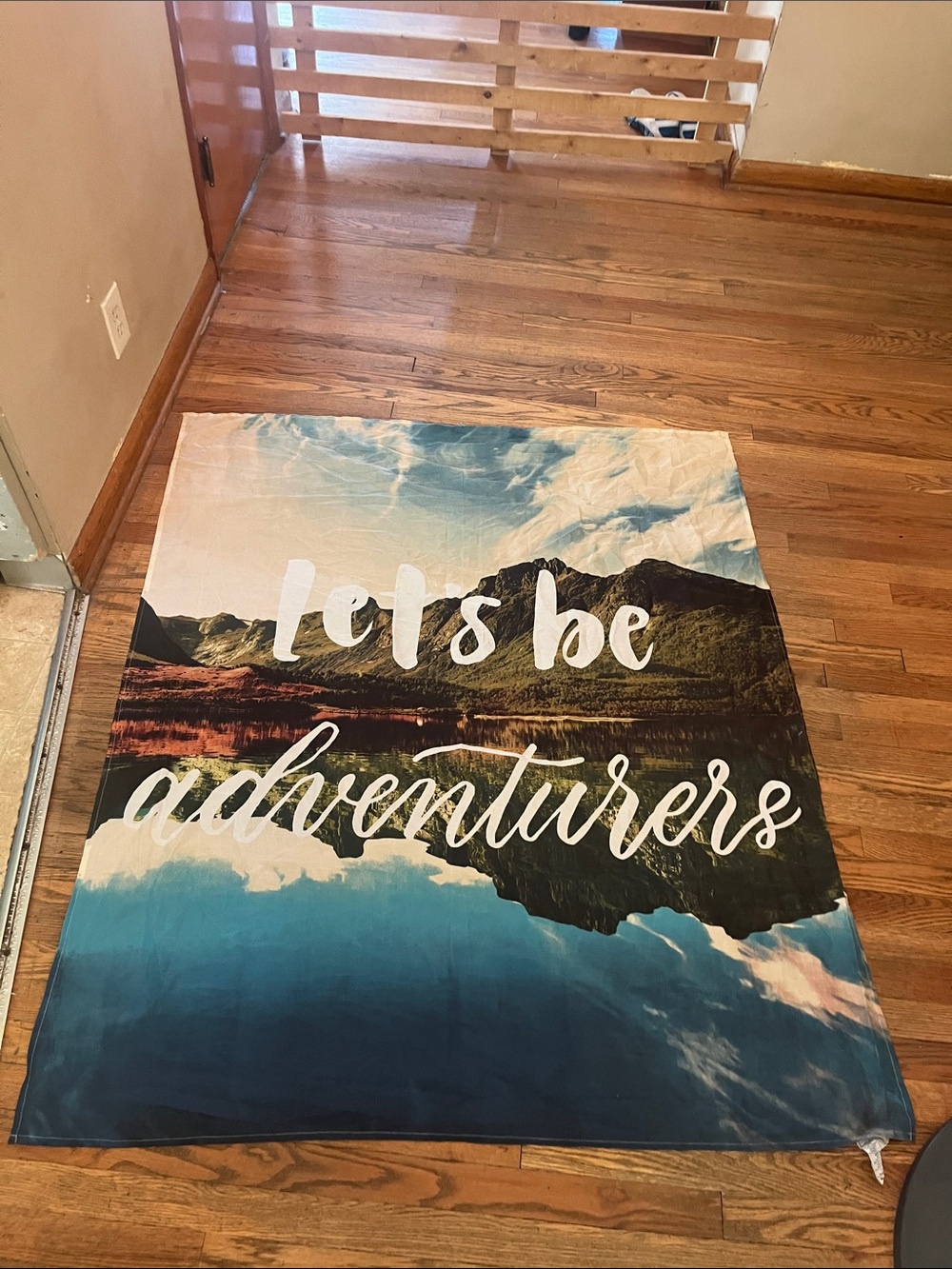 Let's Be Adventurers Scenic Wall Tapestry - Blue, White, Green